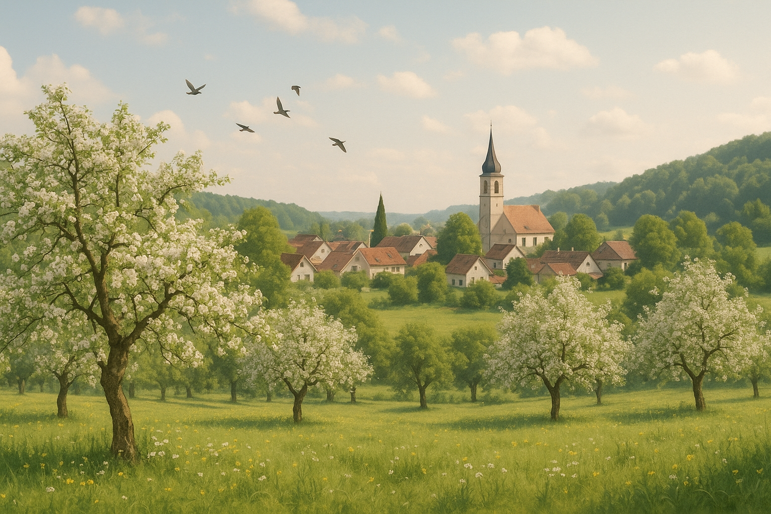 Streuobstwiese am Rand von Linkenheim-Hochstetten